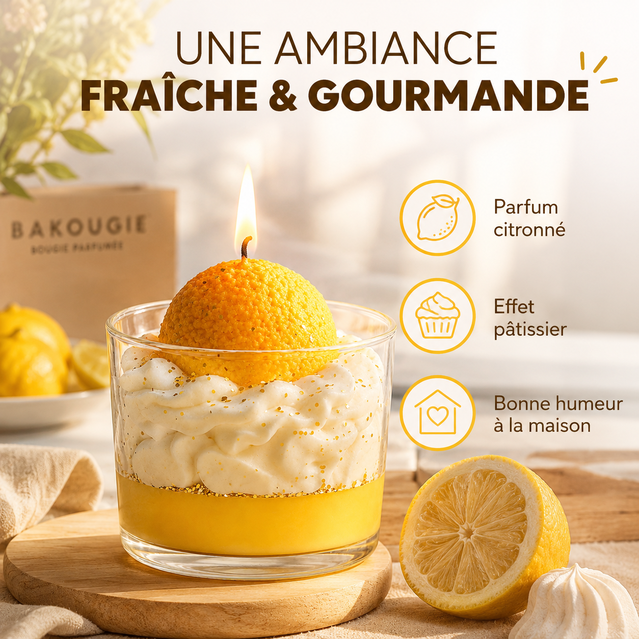 Bougie parfumée citron meringué | Bakolor