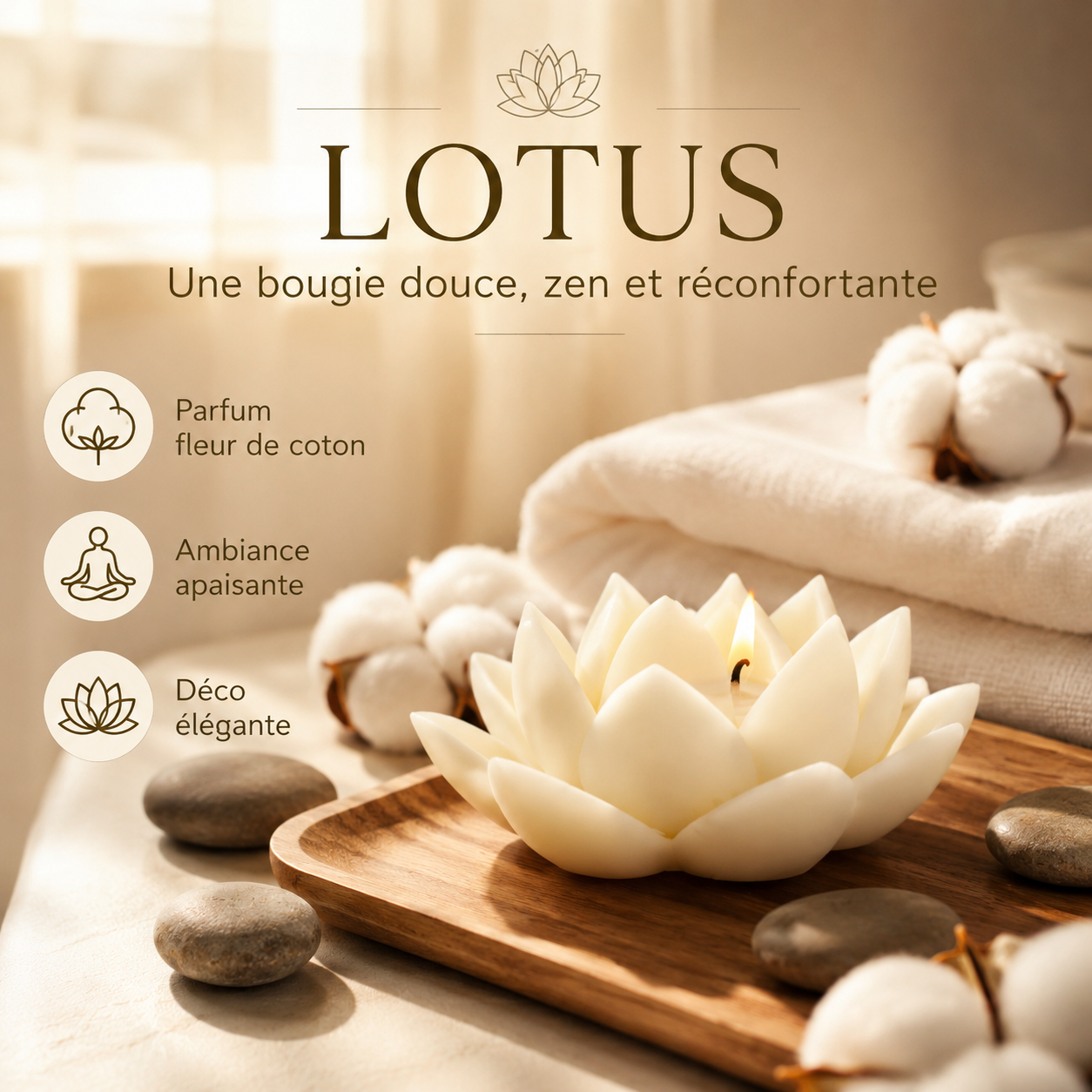 Bougie parfumée fleur de coton Lotus — vue complémentaire 2