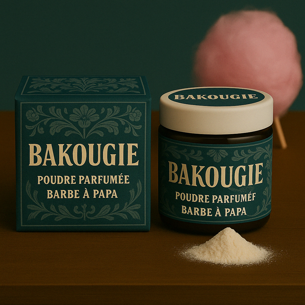 Poudre parfumée barbe à papa pour les aspirateurs et poubelles, bicarbonate de soude et fragrance de Grasse.