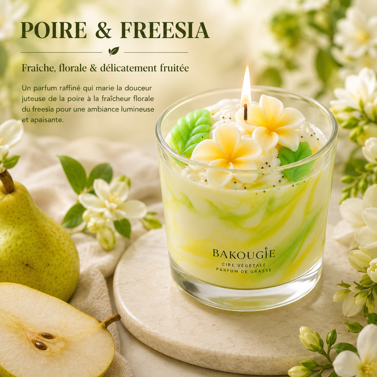 Bougie parfumée poire freesia | Perissia