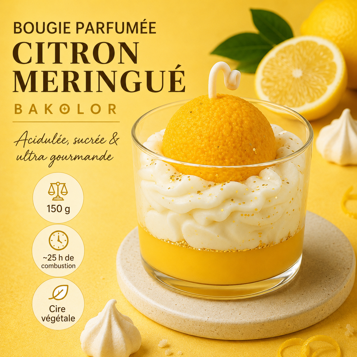 Bougie parfumée citron meringué | Bakolor