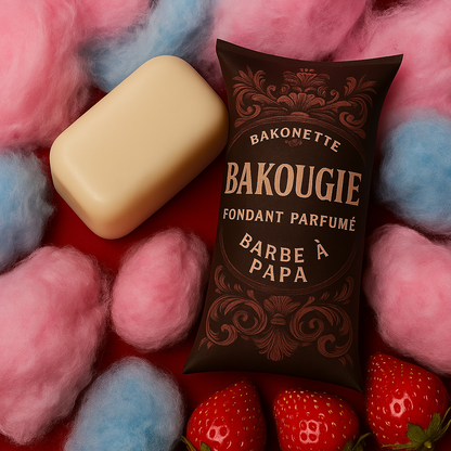 Fondant de cire parfumée barbe à papa, cire végétale et parfum français. Fabriqué à la main.