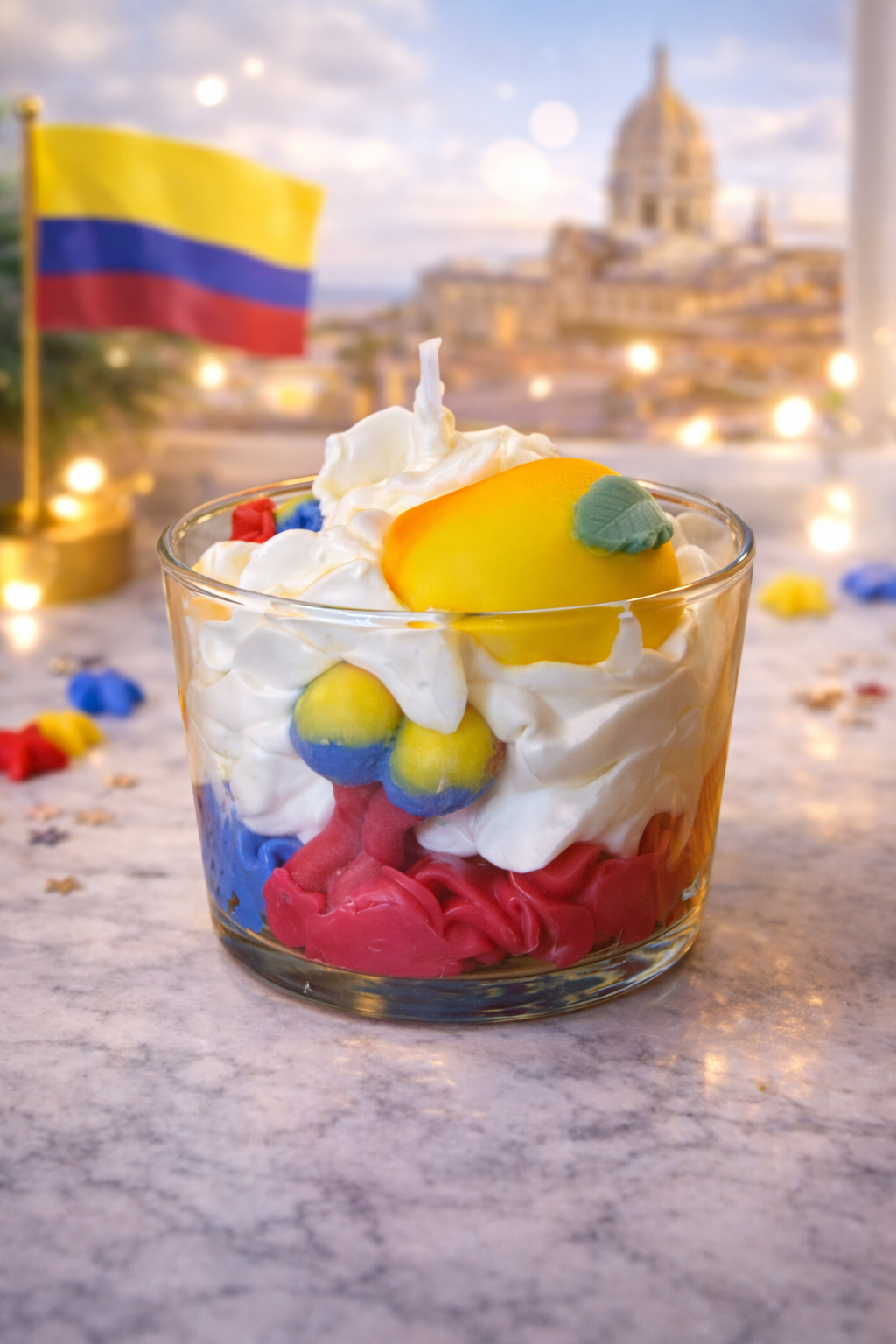 Bougie parfumée mangue papaye profil droit