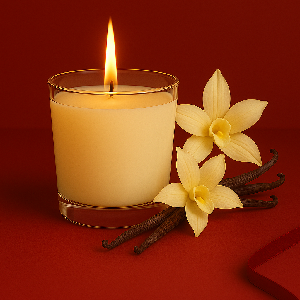 Bougie parfumée vanille artisanale, cire végétale et parfum Français