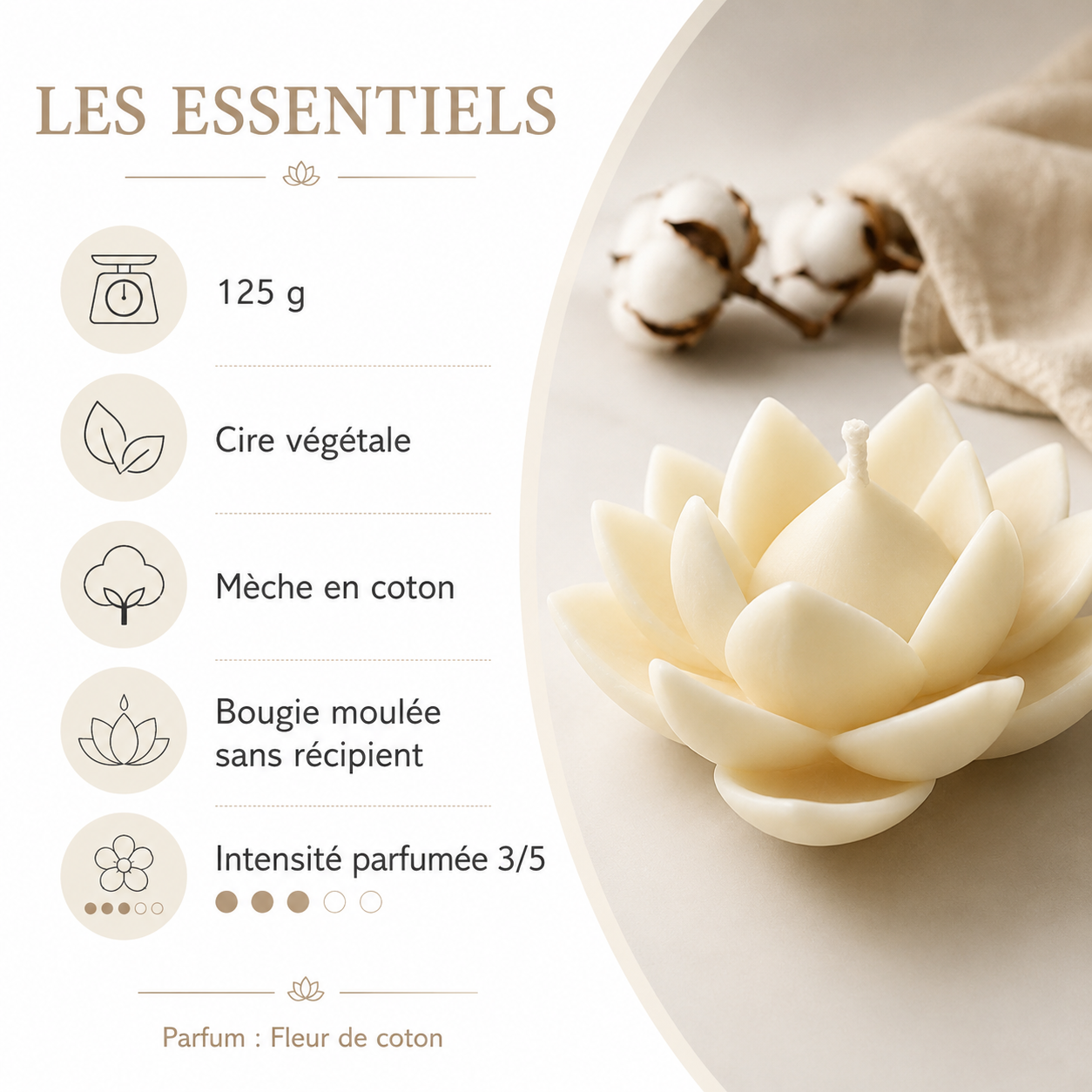 Bougie parfumée fleur de coton Lotus — vue complémentaire 3