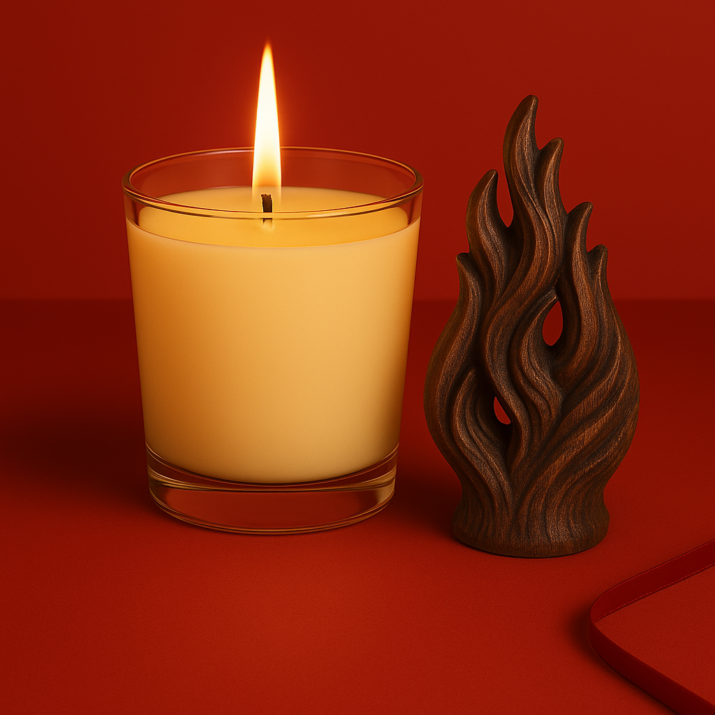 Bougie parfumée bois de oud artisanale, cire végétale et parfum Français