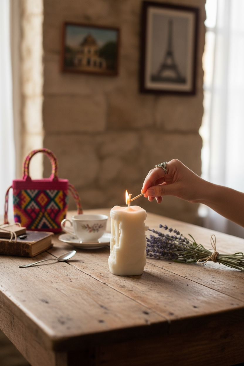 Fondant de cire parfumée mangue papaye vue de profil