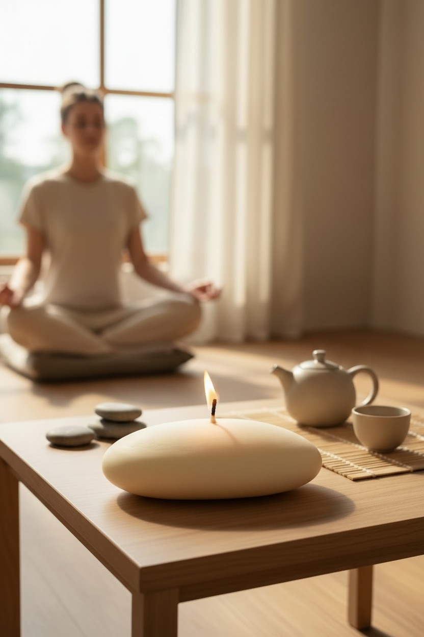 Bougie parfumée fleur de coton | Galet