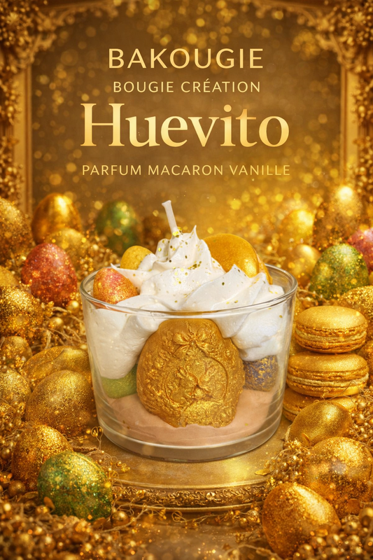 Bougie parfumée macaron vanille | Huevito