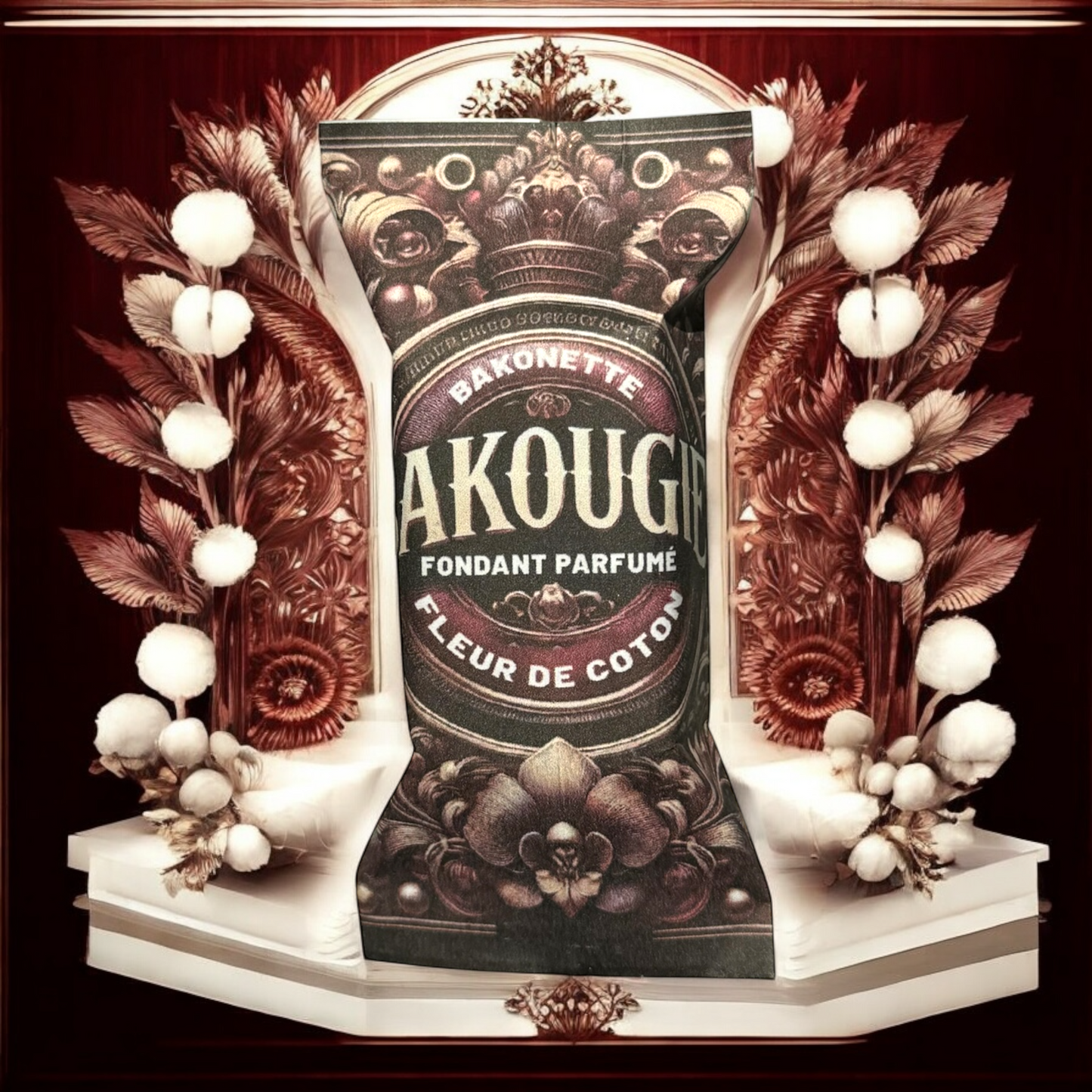 Fondant de cire parfumée fleur de coton, cire végétale et parfum français. Fabriqué à la main.