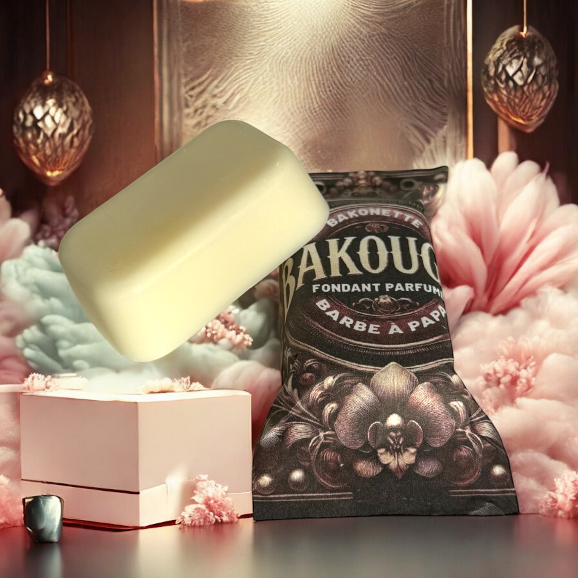 Fondant de cire parfumée barbe à papa, cire végétale et parfum français. Fabriqué à la main.