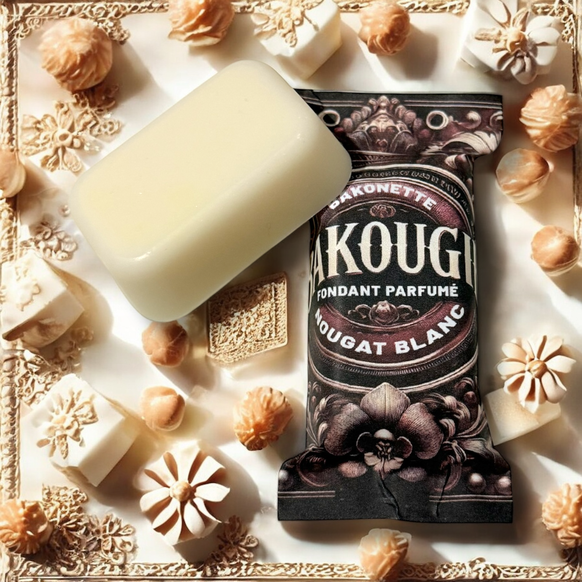 Fondant de cire parfumée nougat blanc, 30h de diffusion de parfum, cire végétale et parfum Français 