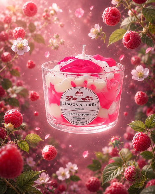 Bougie parfumée Framboise | Bisous sucrés