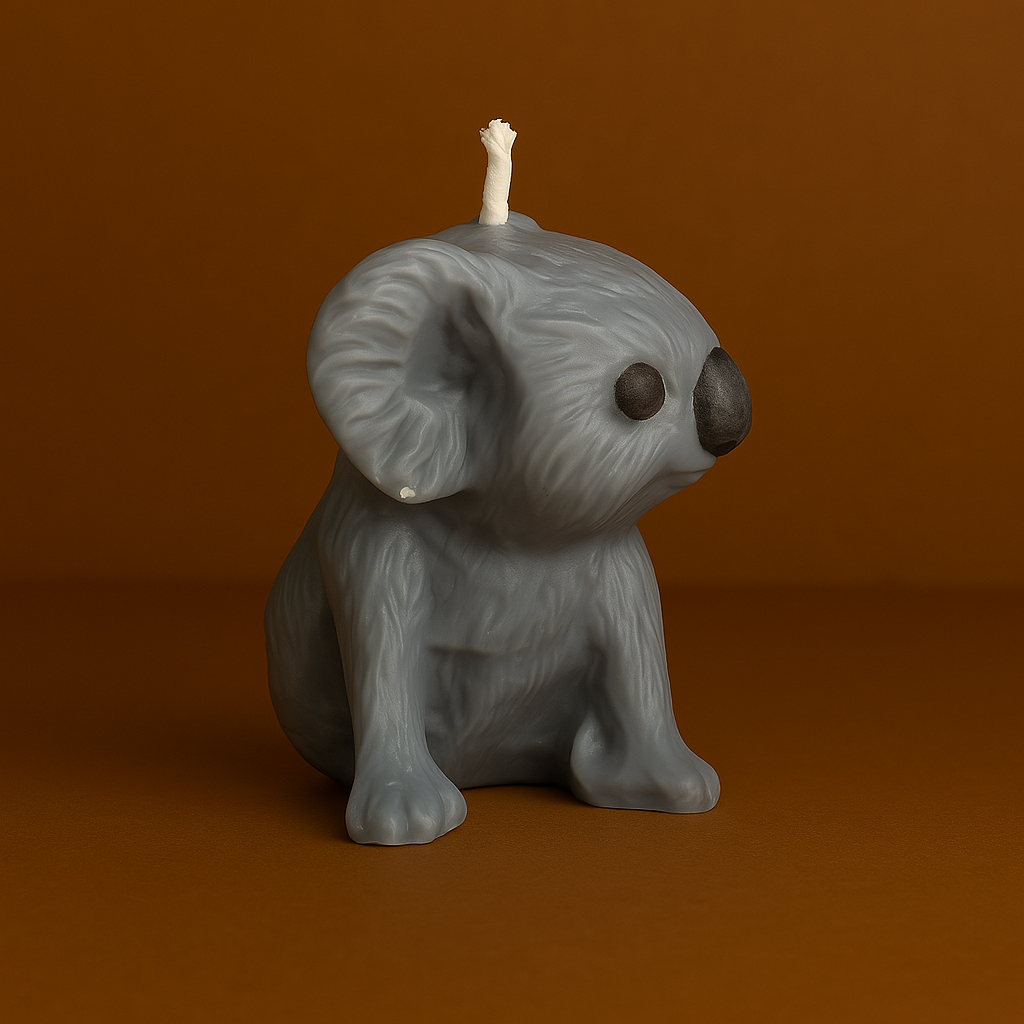 Bougie parfumée vanille en forme de koala. Fabriquée avec de la cire végétale et un parfum Français.