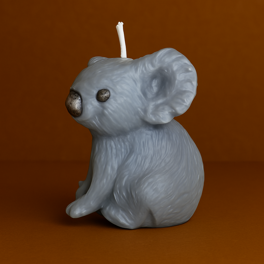 Bougie parfumée vanille en forme de koala. Fabriquée avec de la cire végétale et un parfum Français.