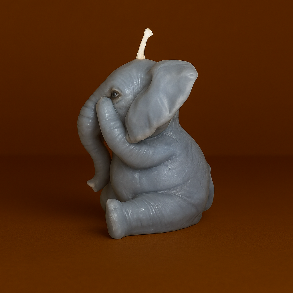 Bougie parfumée vanille en forme d’éléphant. Fabriquée avec de la cire végétale et un parfum Français.