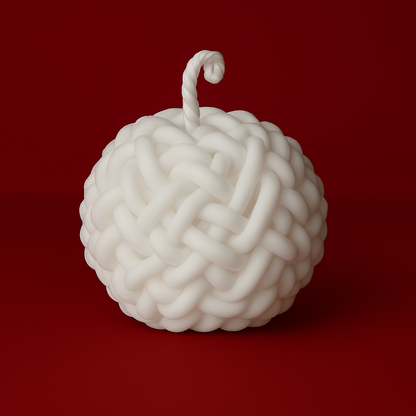 Bougie parfumée vanille en forme de pelote de laine, fabriquée à la main avec de la cire végétale et un parfum Français. Bougie création Bakougie