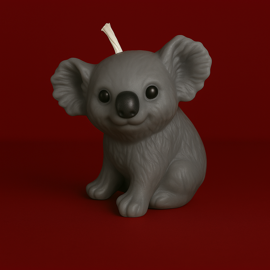 Bougie parfumée vanille en forme de koala. Fabriquée avec de la cire végétale et un parfum Français.