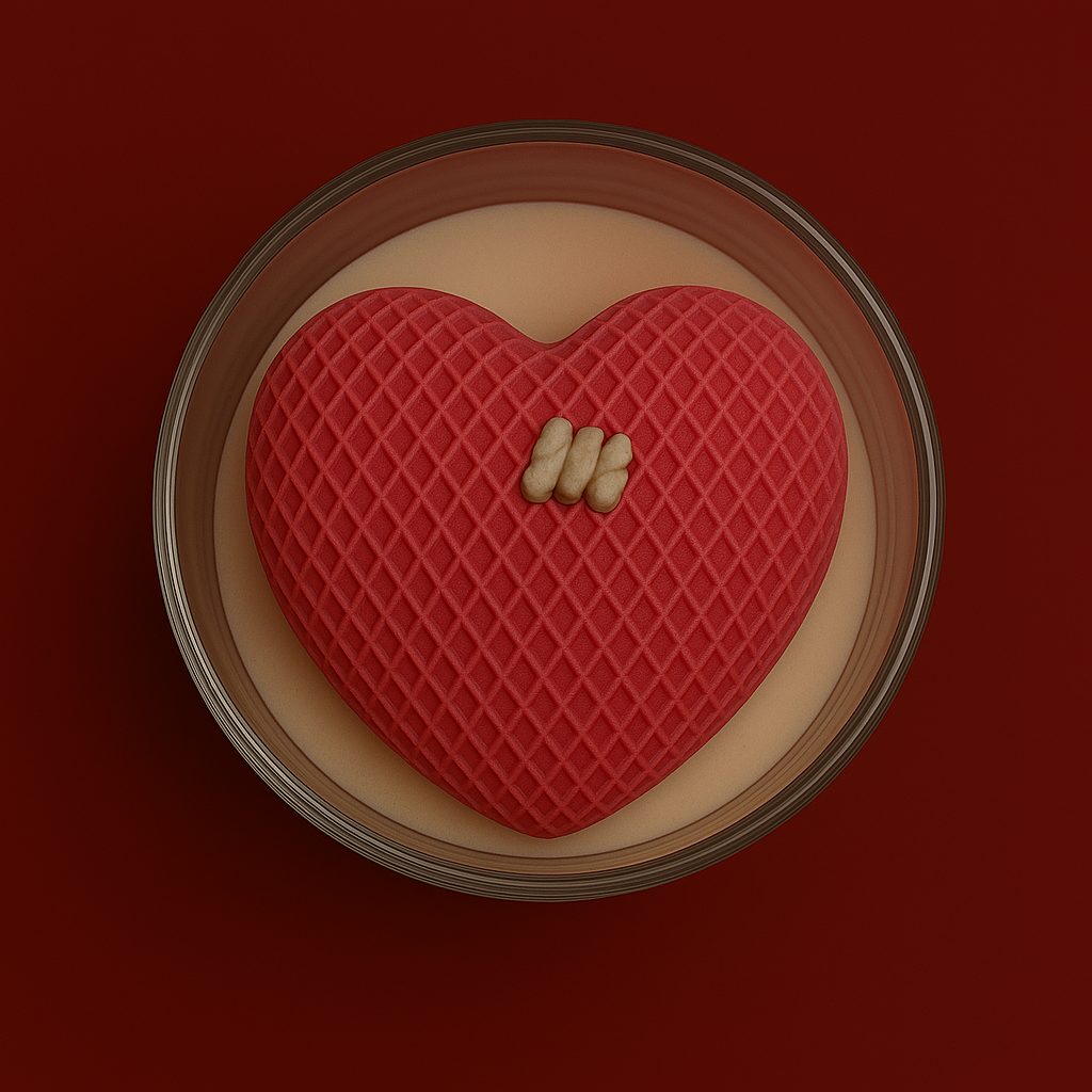 Bougie parfumée barbe à papa avec un coeur en cire au centre, fabriquée à la main avec de la cire végétale et un parfum Français. Bougie création Bakougie