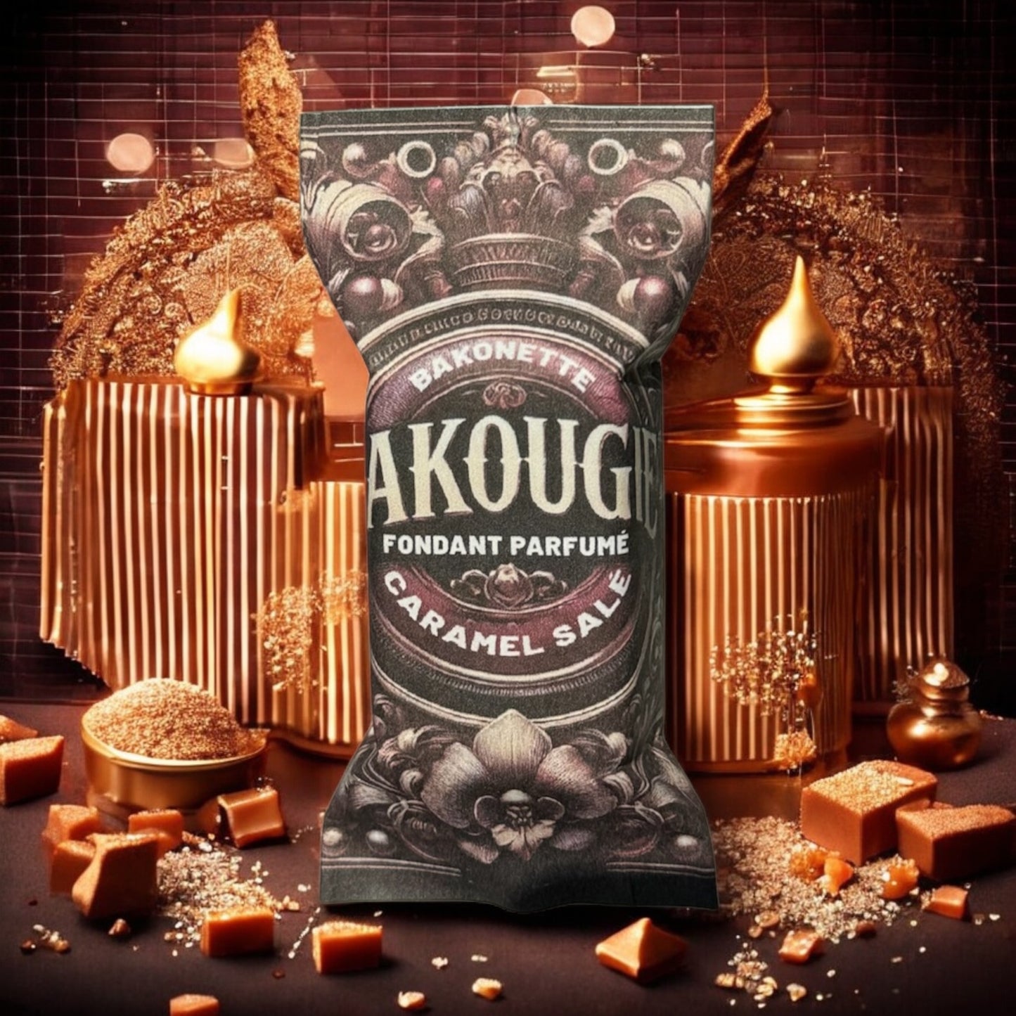 Fondant de cire parfumée caramel au beurre salé, cire végétale et parfum français. Fabriqué à la main.