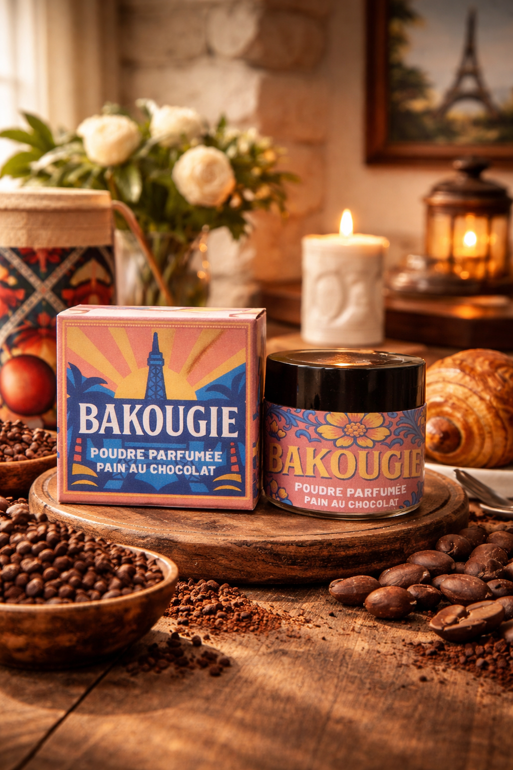 Poudre pour aspirateur et poubelle parfum pain au chocolat