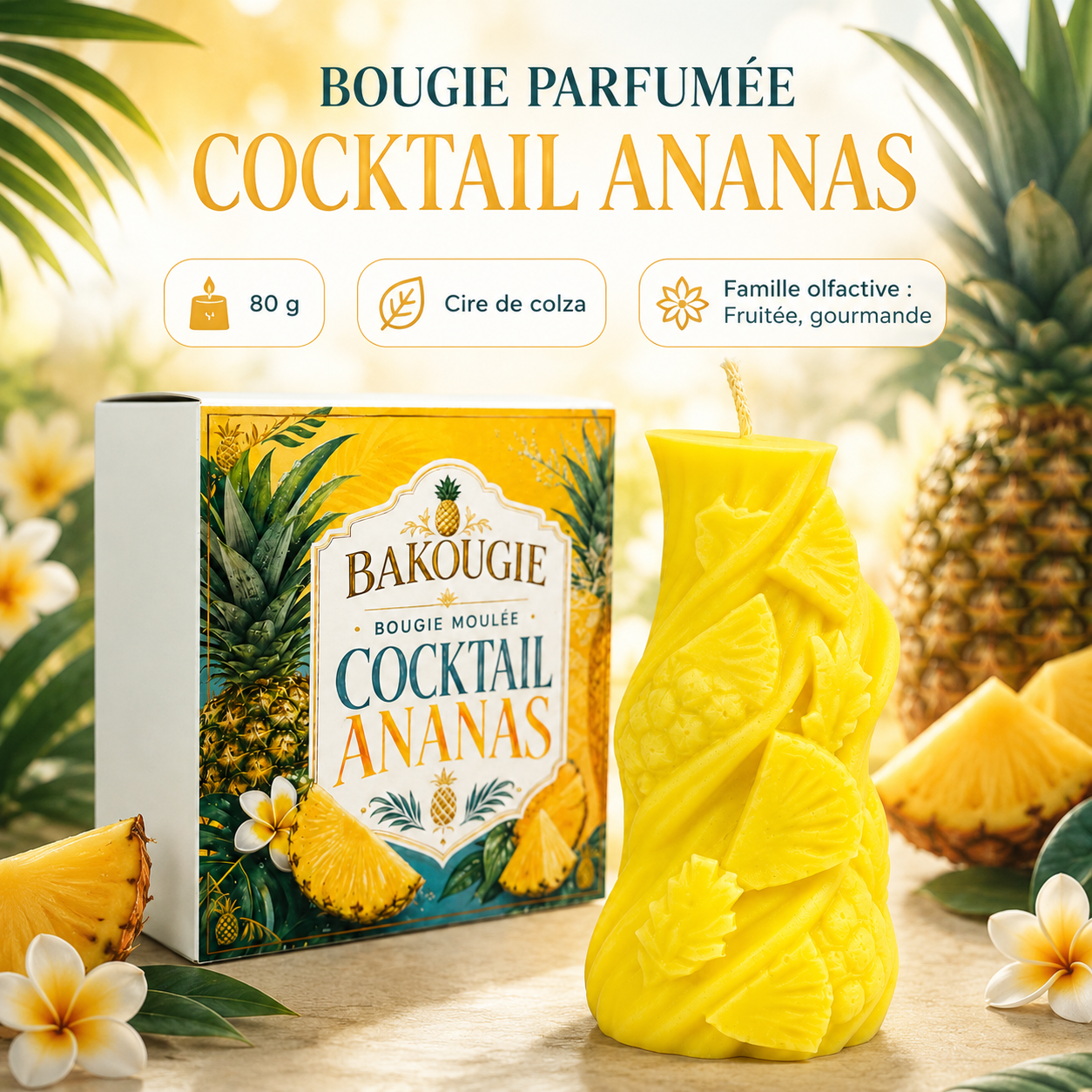 Bougie parfumée Cocktail Ananas Bakougie — vue complémentaire 2