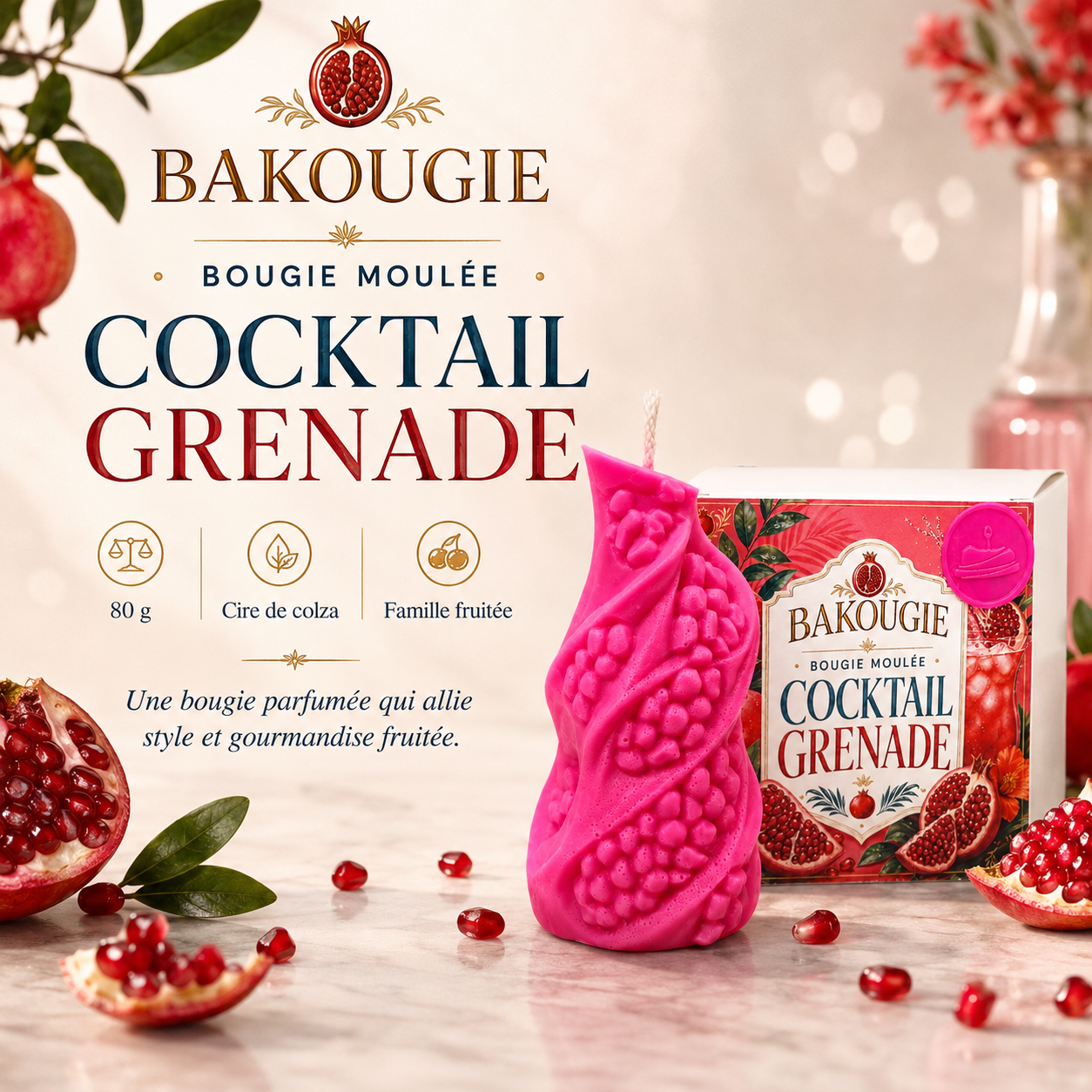 Bougie parfumée Cocktail Grenade Bakougie — vue complémentaire 8