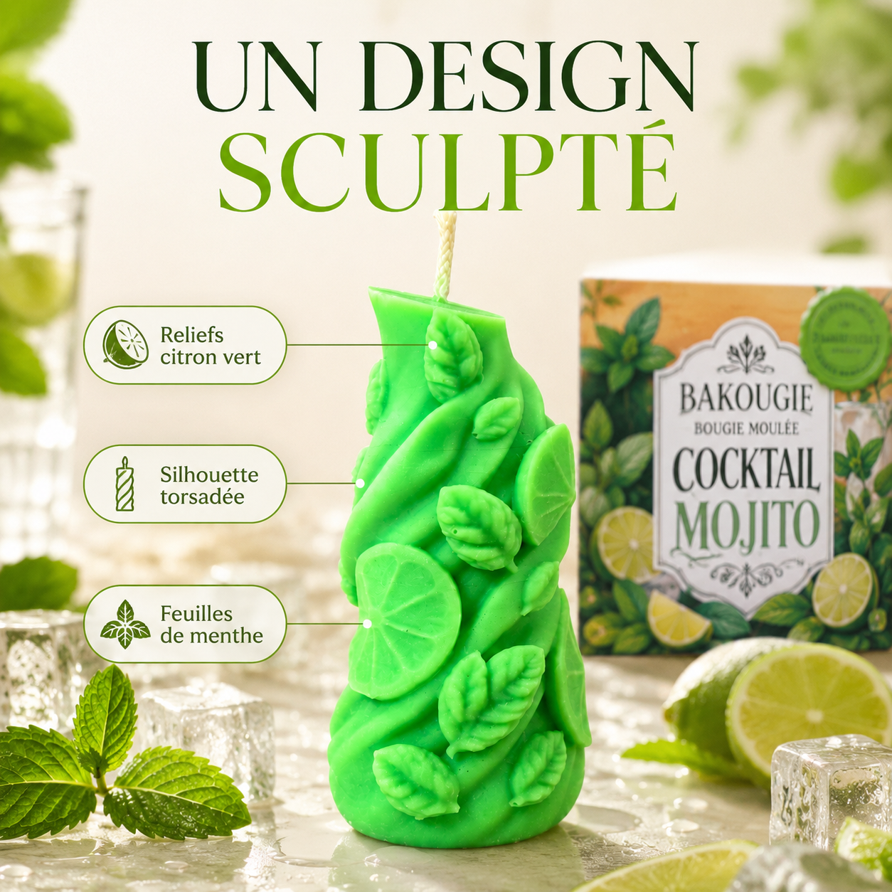 Bougie parfumée Cocktail Mojito Bakougie — vue complémentaire 5