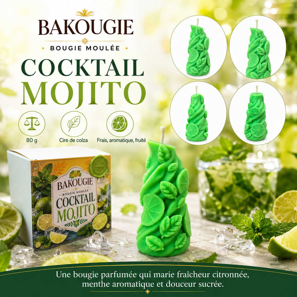 Bougie parfumée Cocktail Mojito Bakougie — vue complémentaire 6