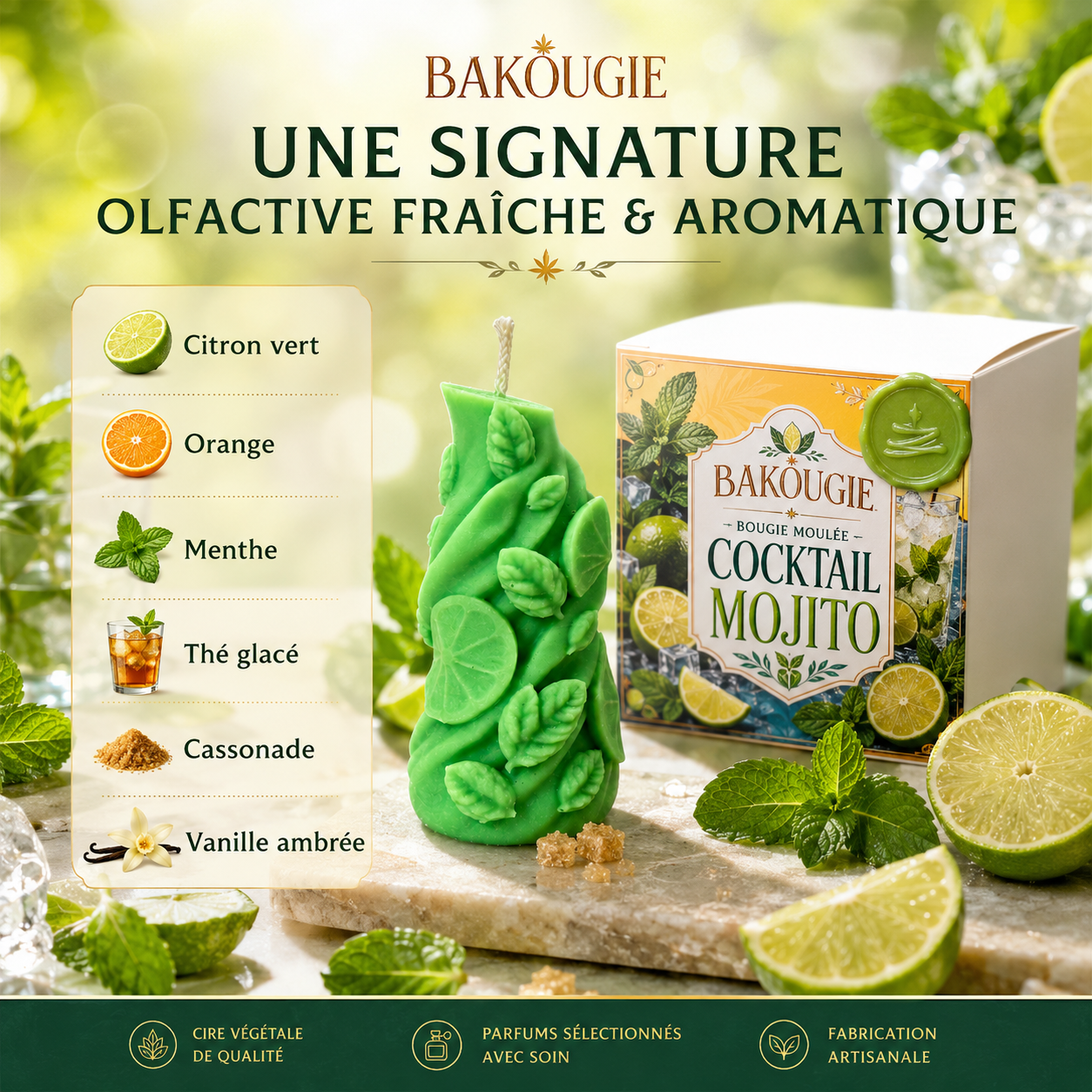 Bougie parfumée Cocktail Mojito Bakougie — vue complémentaire 8