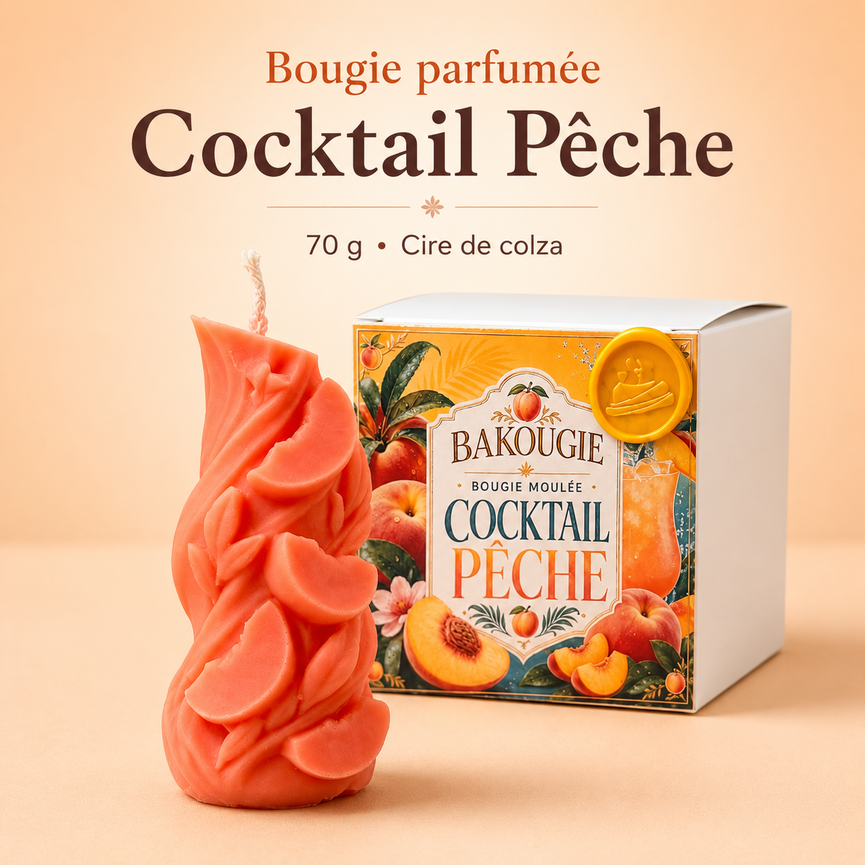 Bougie parfumée Cocktail Pêche Bakougie — vue complémentaire 2