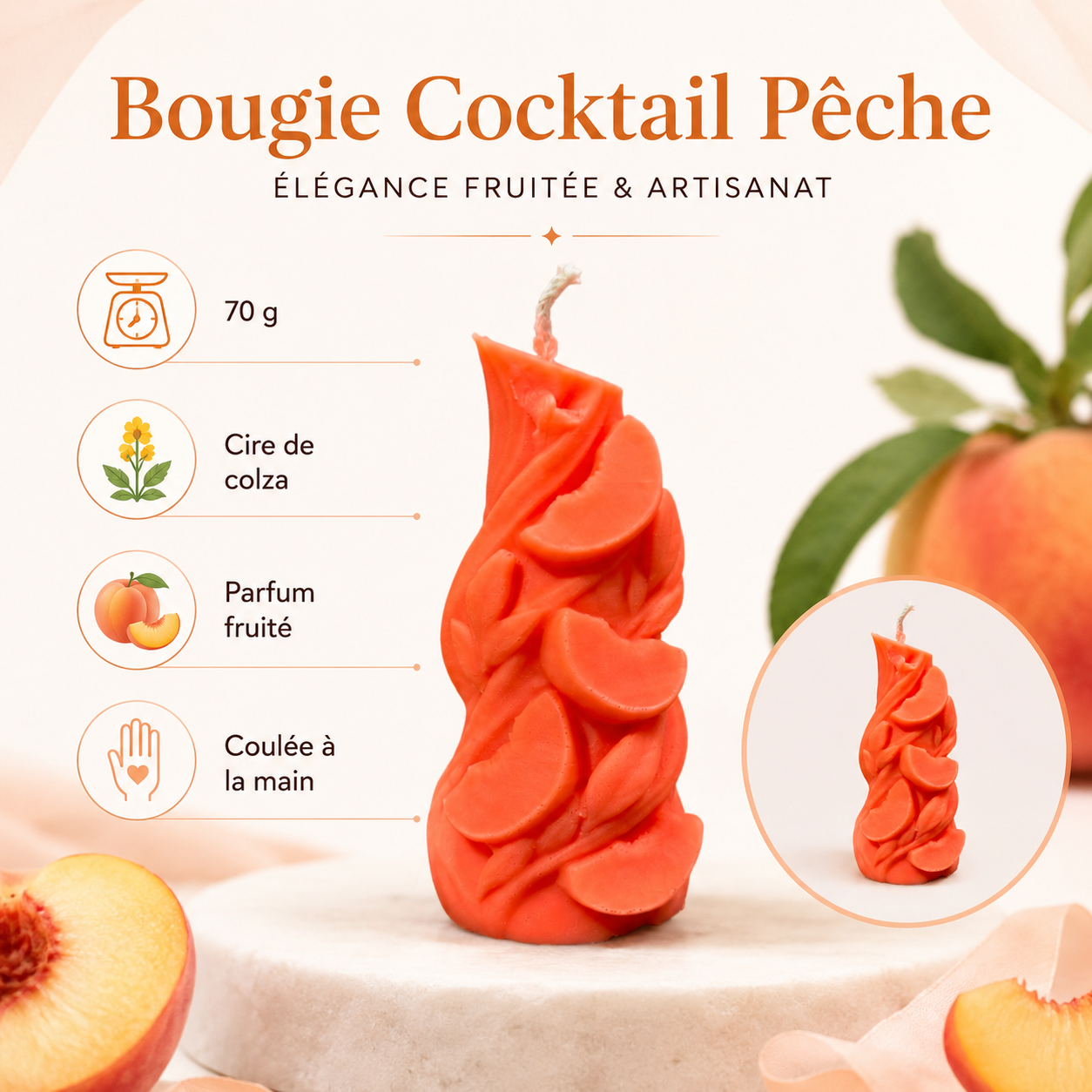 Bougie parfumée Cocktail Pêche Bakougie — vue complémentaire 3