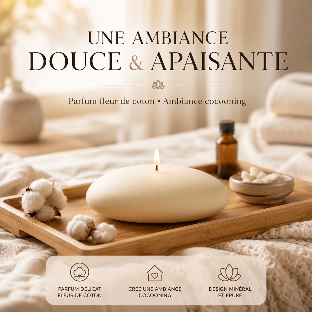 Bougie parfumée Fleur de coton Galet Bakougie — vue complémentaire 2
