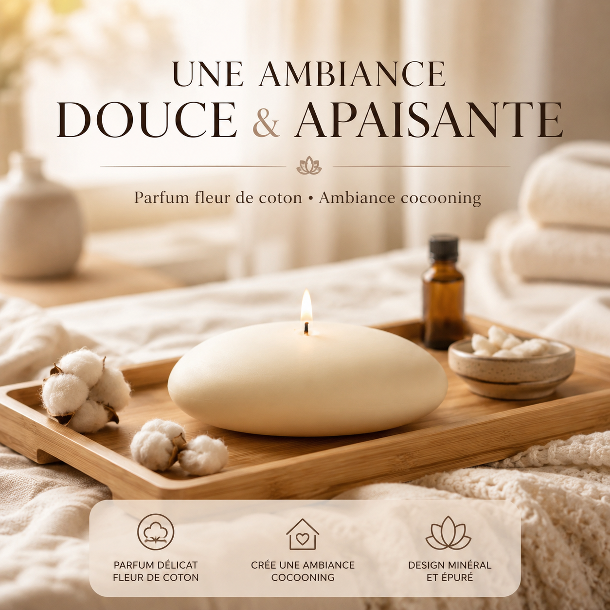 Bougie parfumée Fleur de coton Galet Bakougie — vue complémentaire 2