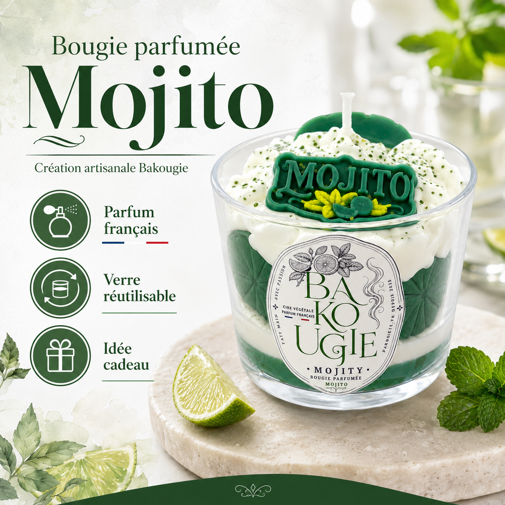 Fabrication artisanale en France de la bougie parfumée mojito « Mojity » en cire végétale