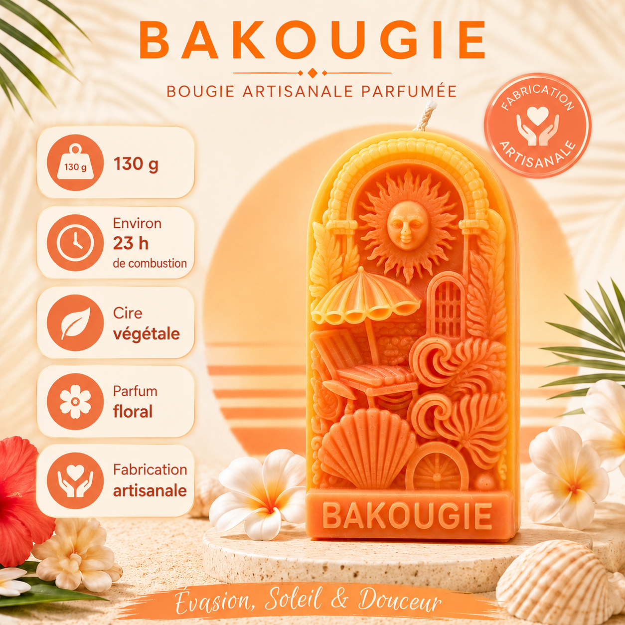 Bougie parfumée Monoï des Îles Solecito des Îles Bakougie — vue complémentaire 7