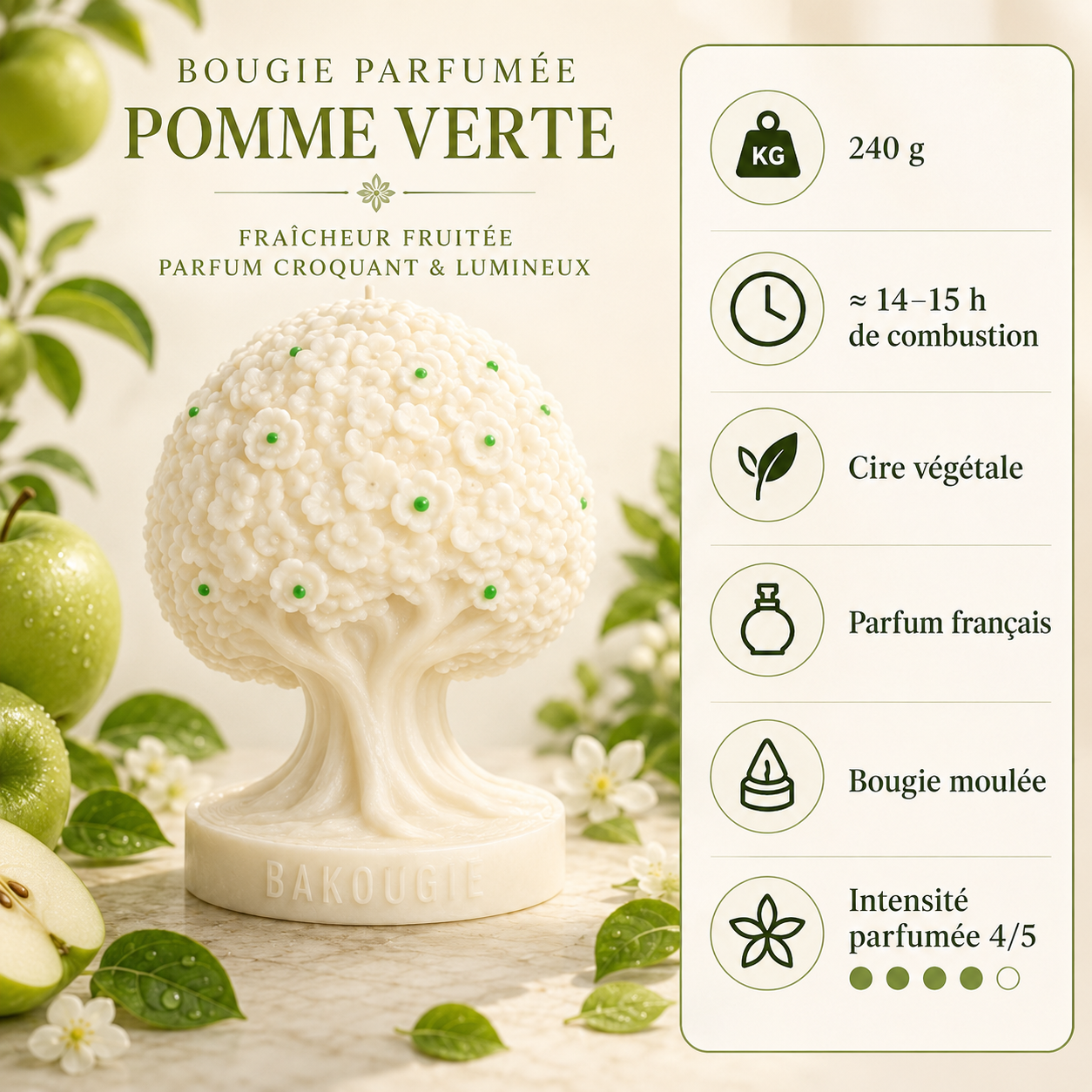 Bougie parfumée Pomme verte Arbre de vie Bakougie — vue complémentaire 5