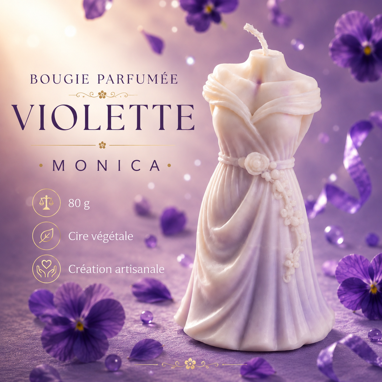 Bougie parfumée Violette Monica Bakougie — vue complémentaire 5