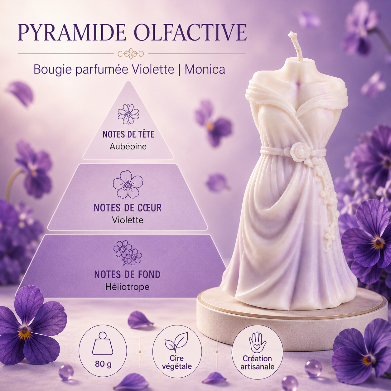 Bougie parfumée Violette Monica Bakougie — vue complémentaire 7
