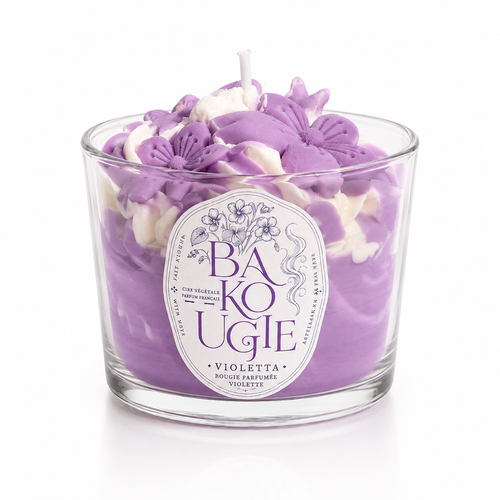 Bougie parfumée violette « Violetta » de Bakougie, vue principale
