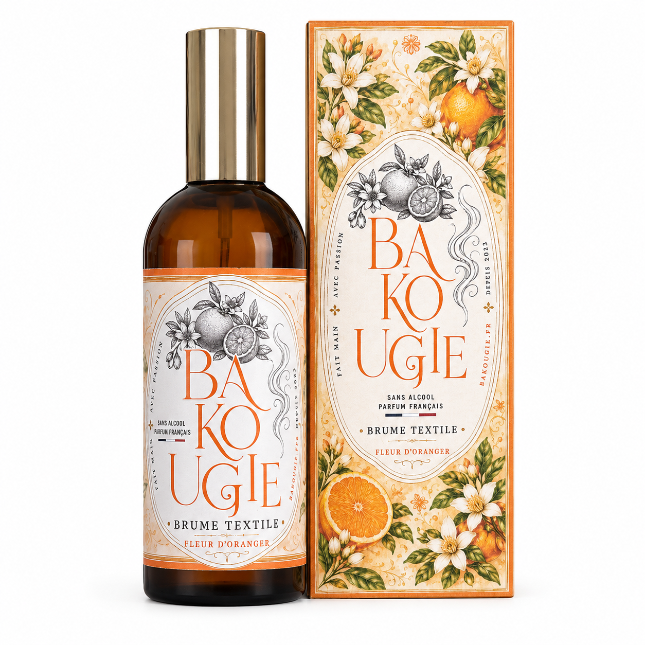 Brume textile Fleur d’oranger 200 ml sans alcool Bakougie
