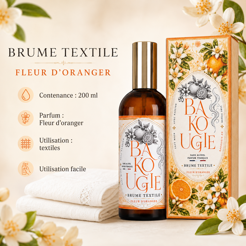 Brume textile Fleur d’oranger 200 ml sans alcool Bakougie — vue complémentaire 2