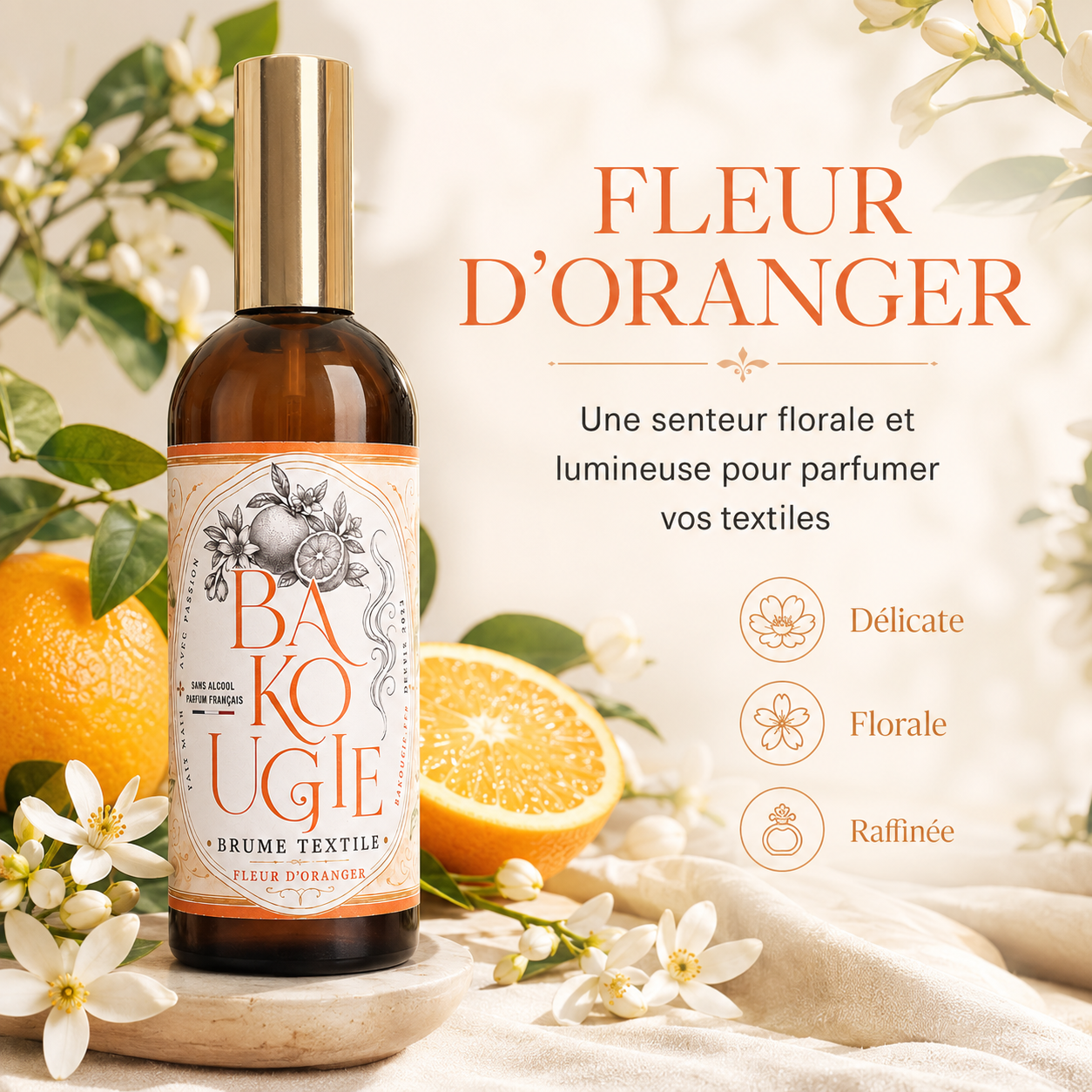 Brume textile Fleur d’oranger 200 ml sans alcool Bakougie — vue complémentaire 5