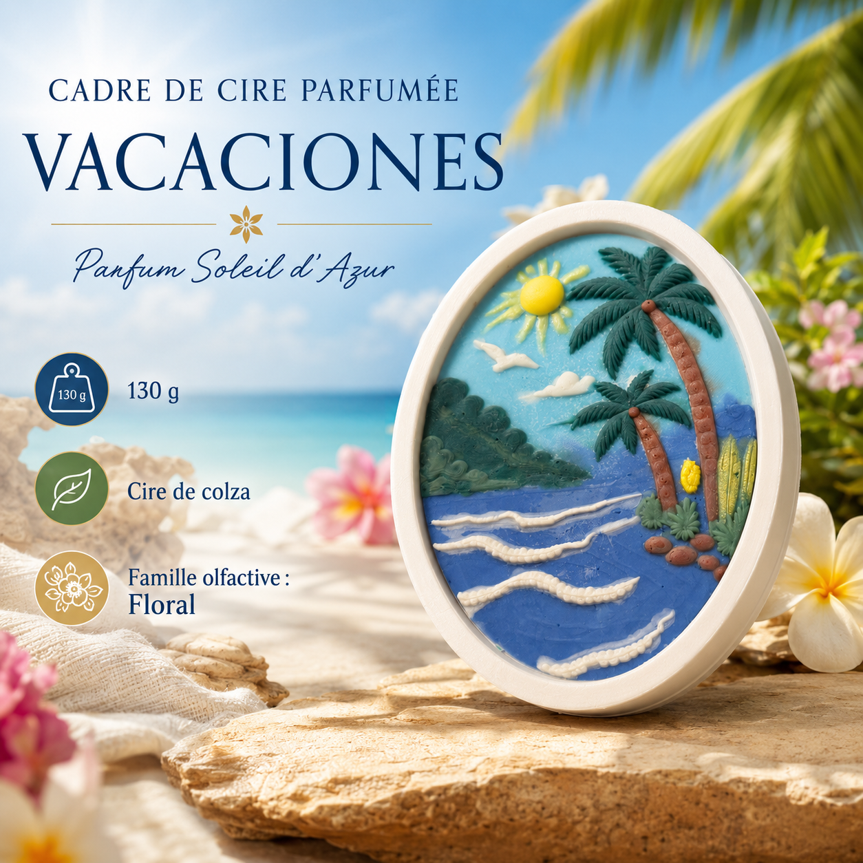 Cadre de cire parfumée Vacaciones au parfum Soleil d’Azur Bakougie — vue complémentaire 3