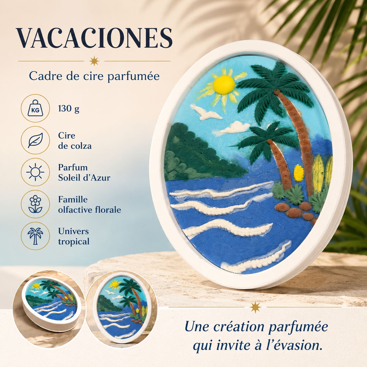 Cadre de cire parfumée Vacaciones au parfum Soleil d’Azur Bakougie — vue complémentaire 6
