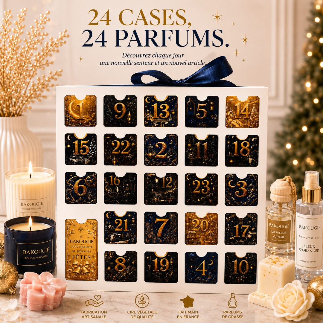 Calendrier de l’Avent parfumé 2026 Bakougie — détail des 24 cases et parfums
