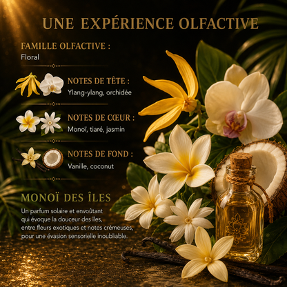 Cire parfumée monoï coco vanille pour brûleur parfum avec notes exotiques crémeuses et ambiance vacances tropicales