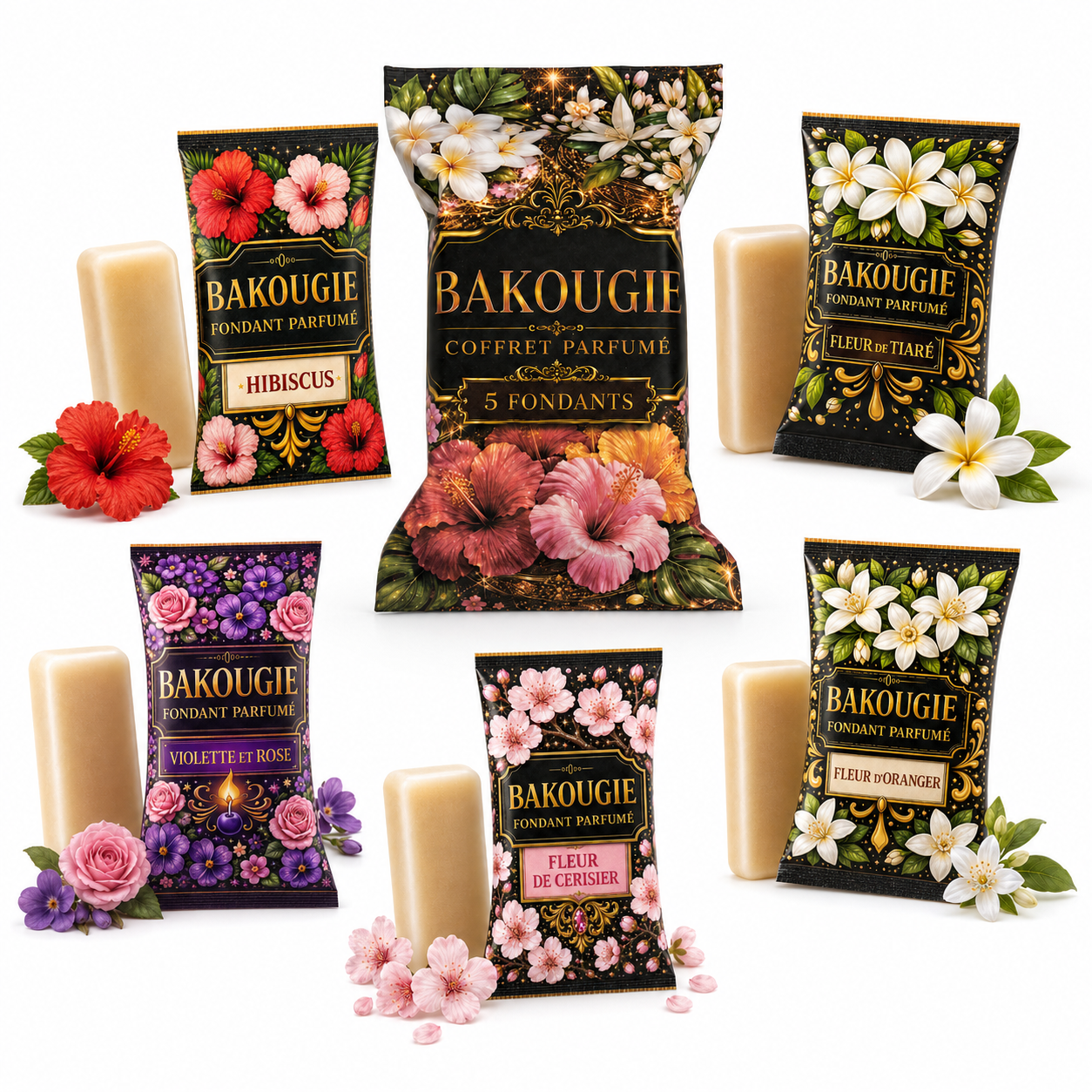 Coffret de 5 fondants de cire parfumée Floral Bakougie — vue complémentaire 2