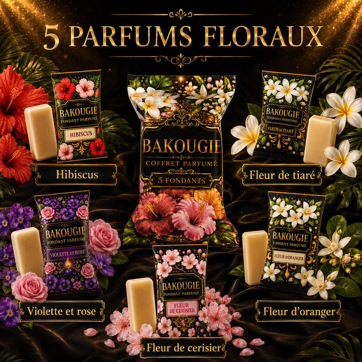 Coffret de 5 fondants de cire parfumée Floral Bakougie — vue complémentaire 3