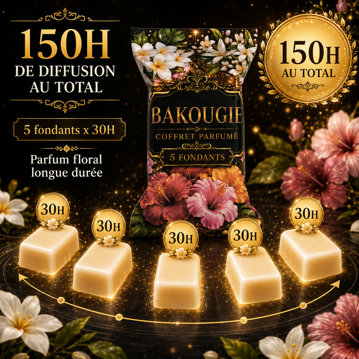Coffret de 5 fondants de cire parfumée Floral Bakougie — vue complémentaire 4